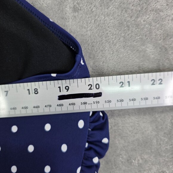 Women Septangle Ruching Navy Blue Polka Dot Swim Dress Nylon Stretch Size 24W - Picture 8 of 11